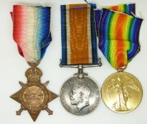 British Army WWI medals comprising 1914/1915 Star, War Medal and Victory Medal named to 42152 Driver