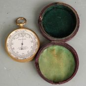 J Lucking and Co compensated pocket barometer with adjustable altitude bezel, in case