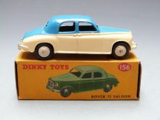 Dinky Toys diecast model Rover 75 Saloon with blue and cream body and cream hubs, 156, in original