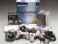 Sony Playstation Value Pack in original box together with a PSOne, five controllers, games, memory