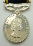 British Army Efficiency Medal T&AVR (Elizabeth II) named to 22134232 Cpl R J Hegarty, Royal Signals