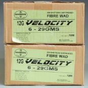 Five-hundred Eley Velocity 12 bore shotgun cartridges, all sealed in original boxes and delivery