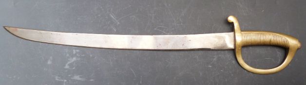 Continental early 19thC brass hilted cutlass with 47cm blade