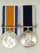 Royal Navy WWI War Medal named to 347271 F F Farenden, RN together with his Long Service & Good