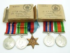 British Forces WWII boxed medals comprising 1939/1945 Star, Defence Medal and War Medal addressed to