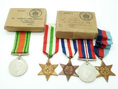 British Forces WWII boxed medals comprising 1939/1945 Star, France & Germany Star, Italy Star, War