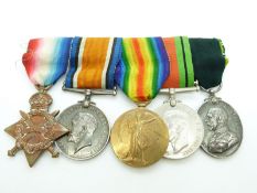British Army WWI medals comprising 1914/1915 Star, War Medal and Victory Medal named to 036374