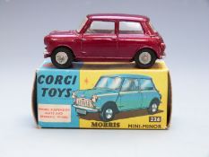Corgi Toys diecast model Morris Mini-Minor with pale blue body and red interior, 226, in original