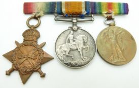 British Army WWI medals comprising 1914/1915 Star, War Medal and Victory Medal named to 19219 Pte