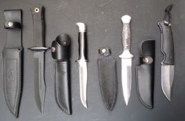 Four hunting knives including Meula Mirage of Spain, longest blade length 18cm