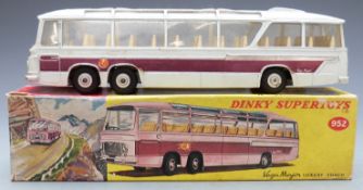 Dinky Supertoys diecast model Vega Major Luxury Coach with white body, maroon stripe and cream