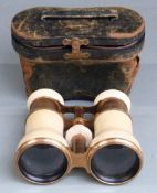 Pair of late 19th or early 20th century ivory opera glasses in original case