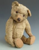 William J Terry or similar English Teddy bear with blonde mohair, straw filling, shaved snout,