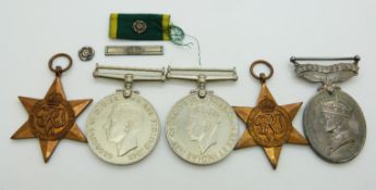 British Army WWII medals comprising 1939/1945 Star, France & Germany Star, Defence Medal, War