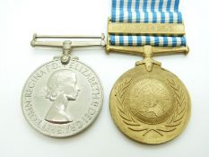 British Army Korea Medal named to 22276130 Gunner P Grimes, Royal Artillery together with his United