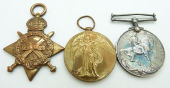 British Army WWI medals comprising 1914/1915 Star, War Medal and Victory Medal named to 2511 Pte