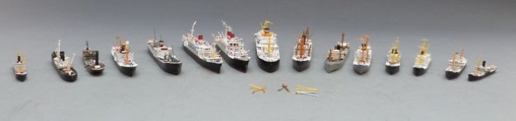 Fifteen Neptun and similar diecast model waterline ships including Mercator 593, Osorio M590,