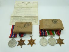 British Army WWII boxed medals comprising Burma Star, Defence Medal and War Medal addressed to R