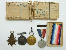 British Army WWI medals comprising 1914 'Mons' Star, War Medal and Victory Medal named to 17646