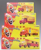 Four Corgi Jean Richard Pinder diecast circus models comprising Berliet TLR Semi-Trailer 70101,