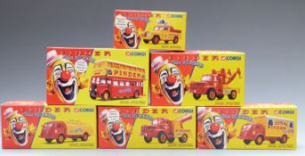 Six Corgi Jean Richard Pinder diecast circus models comprising Daimler Double Decker Bus 35202,