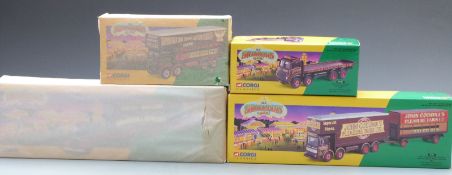 Four Corgi The Showman's Range diecast model vehicles comprising Anderson & Rowland's Scammell