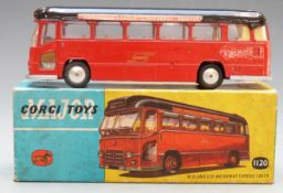 Corgi Major Toys diecast model Midland Red Motorway Express Coach with red body, black roof and