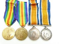 British Army WWI medals comprising War Medal and Victory Medal named to 92069 Driver J T Perkins,