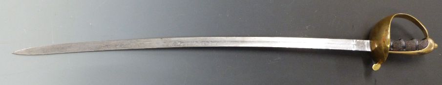 Sword with finger section grip and brass guard, E Horster Solingen to 73cm blade