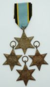 British and Commonwealth Forces WWII medals comprising three 1939/1945 Stars and a copy Air Crew