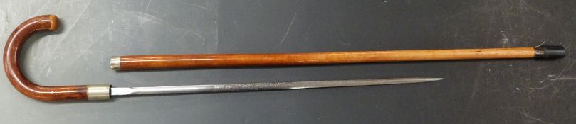 Swordstick or walking cane, blade length 55cm