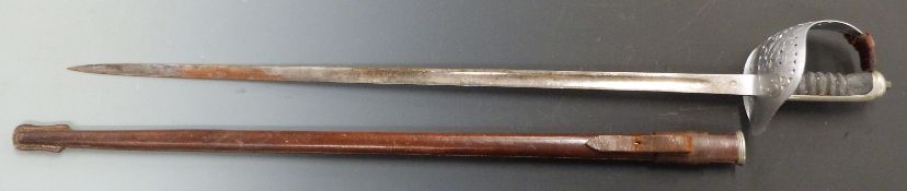 British Army 1897 pattern Infantry officer's sword with George V cypher, blade length 81cm, in