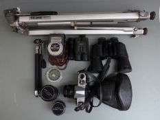 Pentax SP500 SLR camera with 1.2/55 1:3.5/35 and 1:3.5/135 lenses, Hanimar 1:5.6 300mm lens,