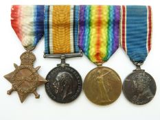 Royal Navy WWI medals comprising 1914/15 Star, War Medal and Victory Medal named to 4695 W J