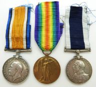Royal Navy WWI medals comprising War Medal and Victory Medal named to 10070 A Hook, RN together with