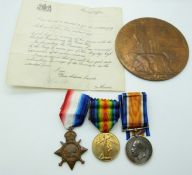 British Army WWI medals comprising of 1914/1915 Star, War Medal and Victory Medal named to 1720