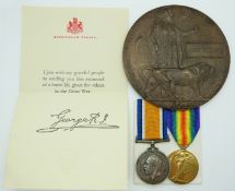 British Army WWI medals comprising War Medal and Victory Medal named to 41765 Cpl L Hoopern, Royal