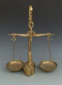 Portugese or similar brass figural fish scales with weights to base, height 58cm