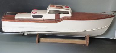 Model remote control petrol driven model motor launch or boat with air cooled engine but with