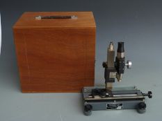 Precision Tool & Instrument Co Ltd cased vernier microscope type 2158, height 28cm