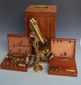 Smith, Beck & Beck Large Best Model binocular microscope No. 3536 (circa 1863), in fitted mahogany