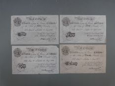 Four WWII Operation Bernhard bank notes comprising £5, £10, £20 and £50 notes. Operation Bernhard