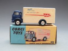 Corgi Toys diecast model Commer 'Walls' Refrigerator Van with blue cab and chasis, cream back and