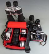 Pentax SP500 SLR camera with Mirage 80-200mm 1:3.5, Meyer Orestor 2.8/135,Tamron 1:2.8 f=135mm and