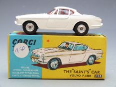Corgi Toys diecast model The 'Saints' Car Volvo P1800 with white body and red interior, 258, in