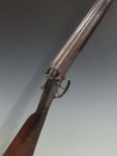 J W Gardner 12 bore side by side hammer action shotgun with engraved lock, hammers, trigger guard,