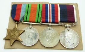 Royal Air Force WWII medals comprising 1939/1945 Star, Defence Medal, War Medal and Royal Air