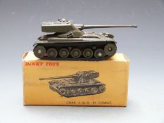 French Dinky Toys diecast model Char A.M.X. 13 Tonne Tank with green body and rubber tracks, 80C, in
