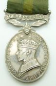 British Army Territorial Efficiency Medal (George VI) named to 2579844 Sgt F W King, Royal Signals