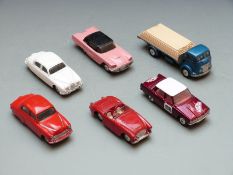 Six Corgi Toys diecast model vehicles comprising Commer 5 Ton Lorry with cab, grey bed and Corgi